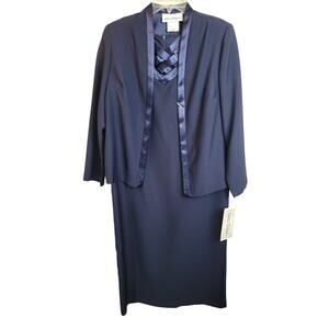 VTG NWT Nancy Michaels Royal Blue 2-Piece Formal Dress & Jacket Women's Size 8P